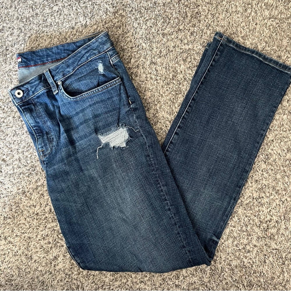 Tommy Hilfiger straight leg distressed jeans